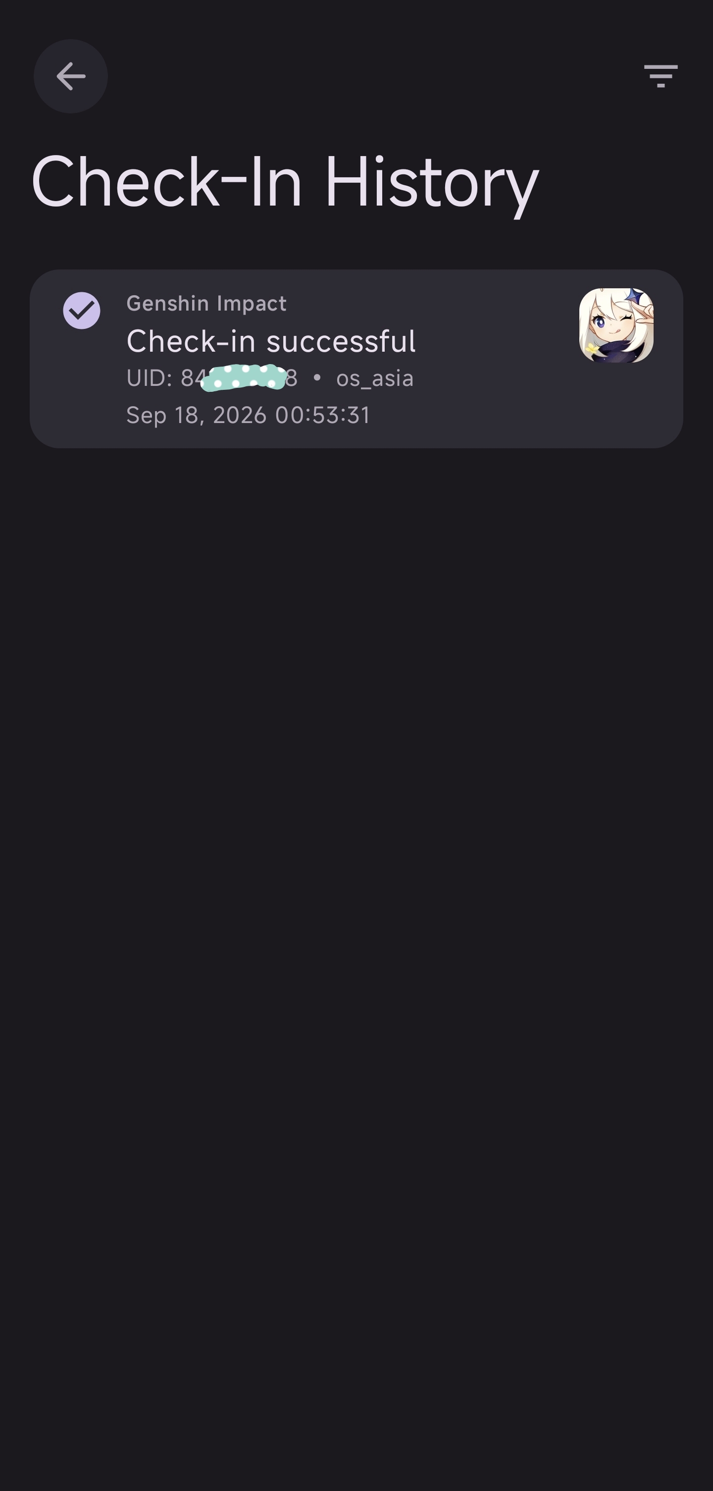 Check-In History